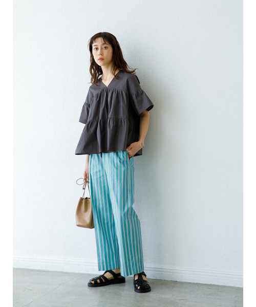 koe（コエ）の「ティアード半袖ブラウス＊（シャツ/ブラウス・レディース・チャコールグレー/レッド/ブルー・FREE）」の9枚目の写真