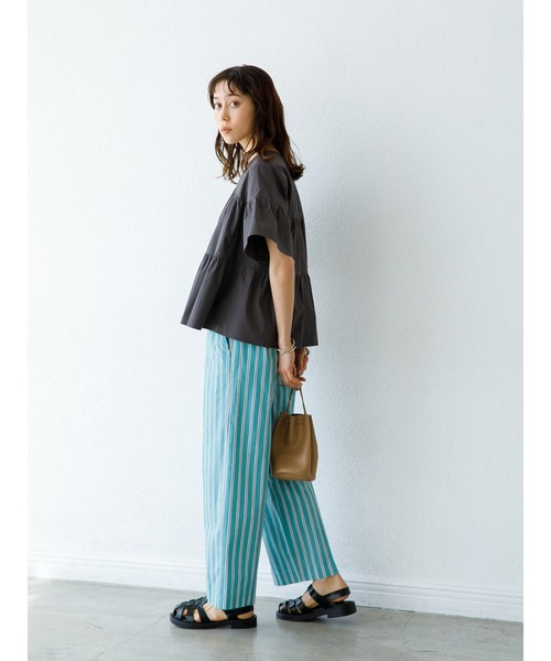 koe（コエ）の「ティアード半袖ブラウス＊（シャツ/ブラウス・レディース・チャコールグレー/レッド/ブルー・FREE）」の14枚目の写真