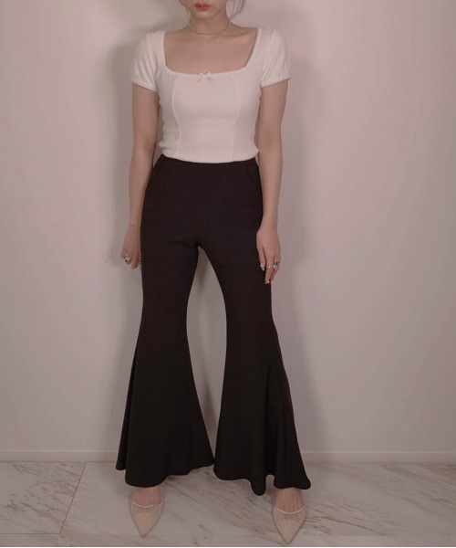 FICTION TOKYO（フィクショントーキョー）の「FICTION TOKYO/フィクショントーキョー/SPRING HIGH WAIST PANTS（その他パンツ・レディース・ブラック/グリーン/ホワイト・FREE）」の4枚目の写真