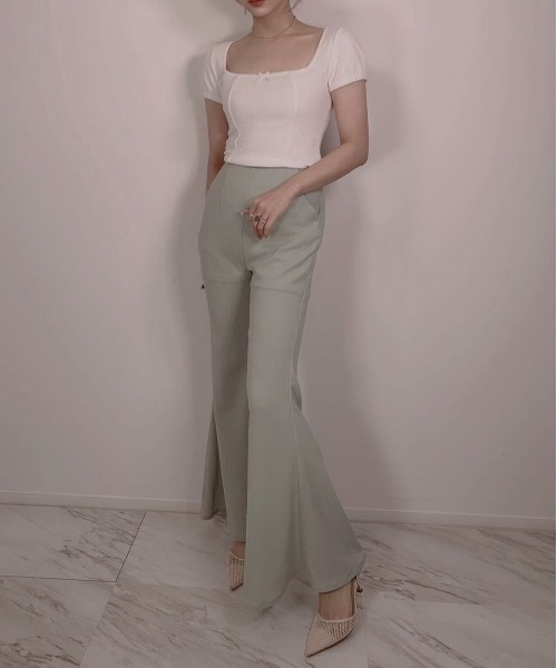 FICTION TOKYO（フィクショントーキョー）の「FICTION TOKYO/フィクショントーキョー/SPRING HIGH WAIST PANTS（その他パンツ・レディース・ブラック/グリーン/ホワイト・FREE）」の7枚目の写真