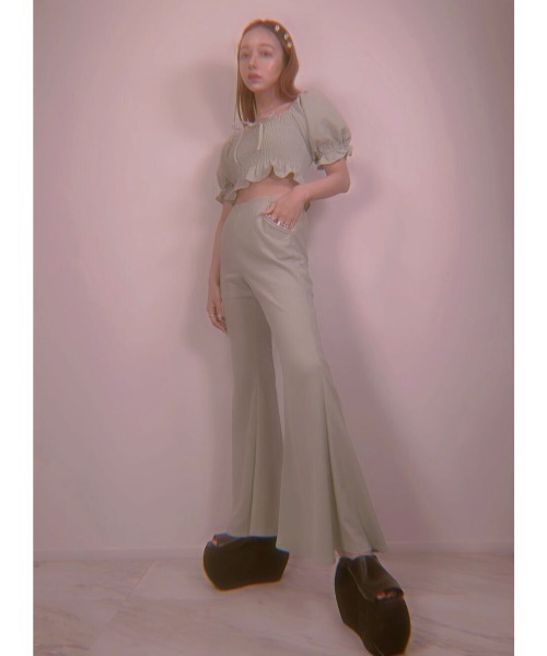 FICTION TOKYO（フィクショントーキョー）の「FICTION TOKYO/フィクショントーキョー/SPRING HIGH WAIST PANTS（その他パンツ・レディース・ブラック/グリーン/ホワイト・FREE）」の9枚目の写真