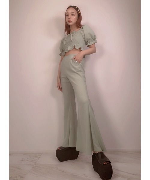 FICTION TOKYO（フィクショントーキョー）の「FICTION TOKYO/フィクショントーキョー/SPRING HIGH WAIST PANTS（その他パンツ・レディース・ブラック/グリーン/ホワイト・FREE）」の14枚目の写真