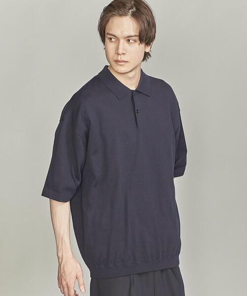 BEAUTY&YOUTH UNITED ARROWS（ビューティーアンドユースユナイテッドアローズ）の「BY GIZA コットン リラックスシルエット ニット ポロシャツ（ポロシャツ・メンズ・ネイビー/ナチュラル/ケリー・SMALL/MEDIUM/LARGE/X-LARGE）」の16枚目の写真
