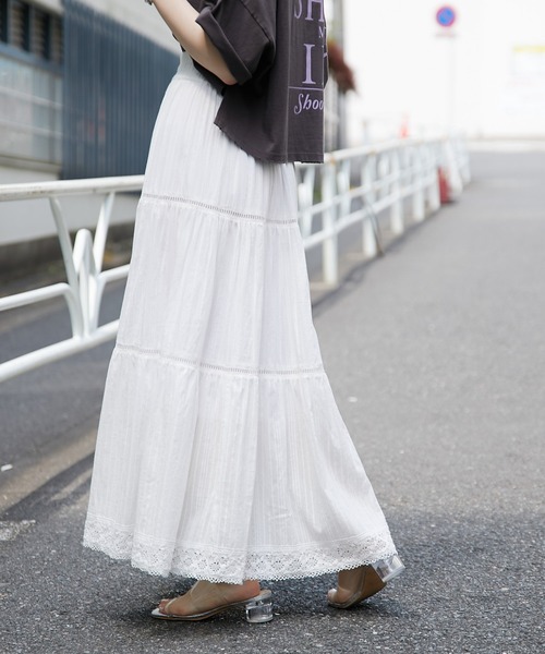 Chico（チコ）の「梯子レース切替ティアードスカート（スカート・レディース・ホワイト/ブラック/パープル/ピンク・FREE）」の11枚目の写真