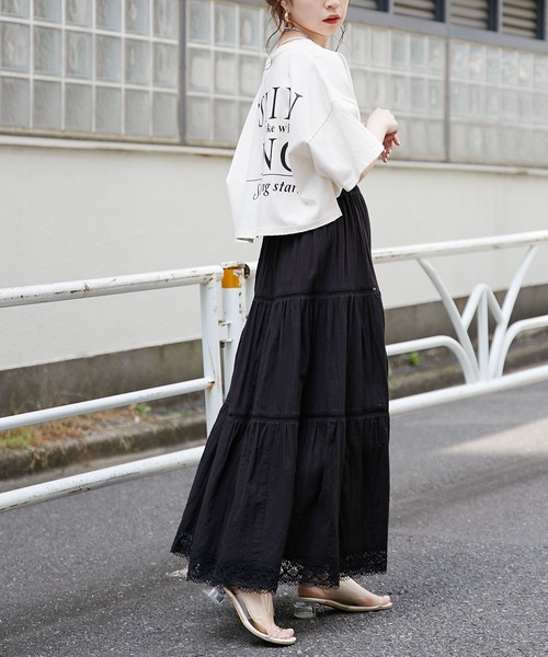 Chico（チコ）の「梯子レース切替ティアードスカート（スカート・レディース・ホワイト/ブラック/パープル/ピンク・FREE）」の16枚目の写真