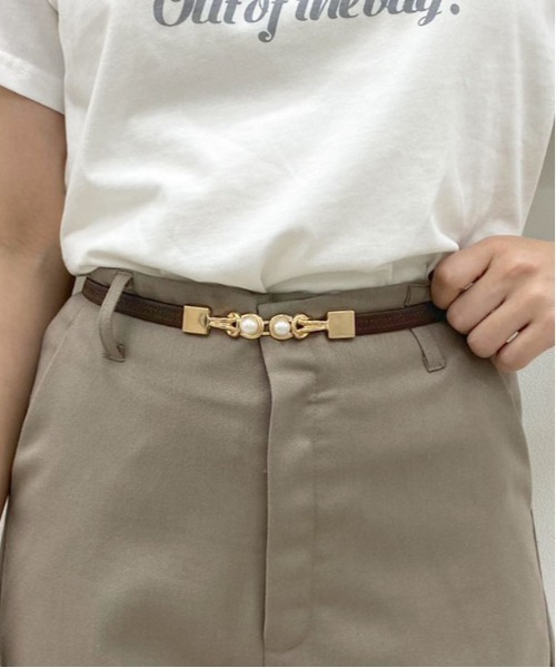 apres jour(アプレジュール)の「【apres jour×ARIAZ】パールゴムベルト(ベルト・レディース・ブラック/ダークブラウン/ベージュ・FREE)」の2枚目の写真