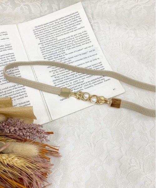 apres jour(アプレジュール)の「【apres jour×ARIAZ】パールゴムベルト(ベルト・レディース・ブラック/ダークブラウン/ベージュ・FREE)」の3枚目の写真