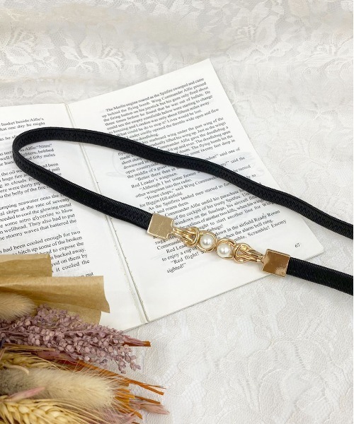 apres jour(アプレジュール)の「【apres jour×ARIAZ】パールゴムベルト(ベルト・レディース・ブラック/ダークブラウン/ベージュ・FREE)」の1枚目の写真