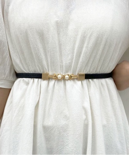apres jour(アプレジュール)の「【apres jour×ARIAZ】パールゴムベルト(ベルト・レディース・ブラック/ダークブラウン/ベージュ・FREE)」の4枚目の写真