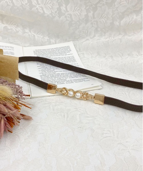 apres jour(アプレジュール)の「【apres jour×ARIAZ】パールゴムベルト(ベルト・レディース・ブラック/ダークブラウン/ベージュ・FREE)」の5枚目の写真