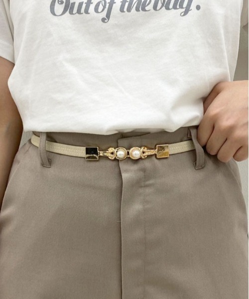 apres jour(アプレジュール)の「【apres jour×ARIAZ】パールゴムベルト(ベルト・レディース・ブラック/ダークブラウン/ベージュ・FREE)」の6枚目の写真