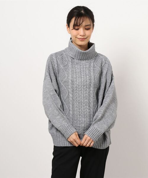 NO WAY（ノーウェイ）の「/Bling leads/ケーブルタートルネックニット（ニット/セーター・レディース・ベージュ/グレー/カーキ/ブラック/アイボリー/ダークブラウン/グレイッシュベージュ/パープル・FREE）」の4枚目の写真
