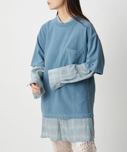Champion(チャンピオン)の「【Champion for ADAM ETROPE'】別注リバースウィーブポケットT(Tシャツ/カットソー・レディース・ブルー系その他3/ライトグリーン・M)」の2枚目の写真