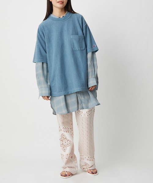 Champion(チャンピオン)の「【Champion for ADAM ETROPE'】別注リバースウィーブポケットT(Tシャツ/カットソー・レディース・ブルー系その他3/ライトグリーン・M)」の12枚目の写真