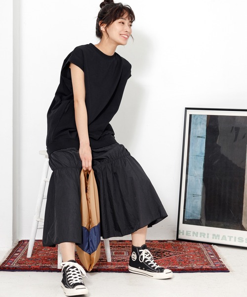 ADAM ET ROPE'(アダムエロペ)の「タフタドッキングカットワンピース(ワンピース・レディース・ブラック/グレー・FREE)」の22枚目の写真