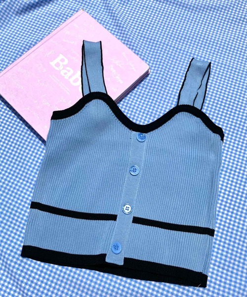 WC(ダブル シー)の「配色ニットビスチェ(ニット/セーター・レディース・ホワイト/ブラック/サックスブルー・FREE)」の3枚目の写真