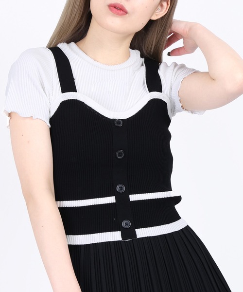 WC(ダブル シー)の「配色ニットビスチェ(ニット/セーター・レディース・ホワイト/ブラック/サックスブルー・FREE)」の10枚目の写真