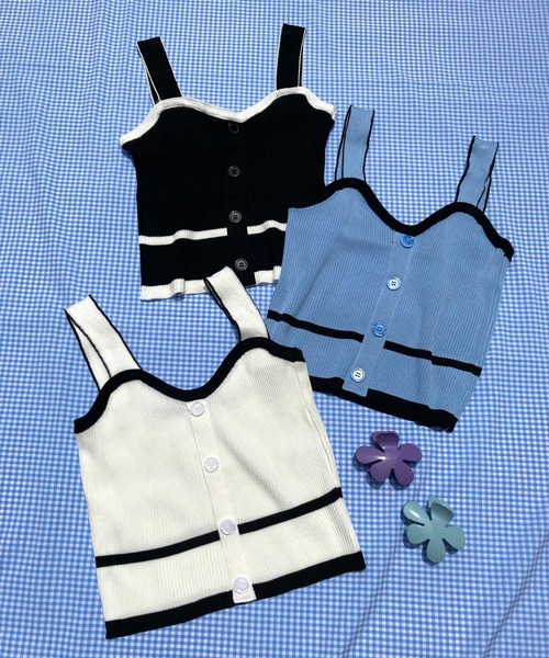 WC(ダブル シー)の「配色ニットビスチェ(ニット/セーター・レディース・ホワイト/ブラック/サックスブルー・FREE)」の5枚目の写真