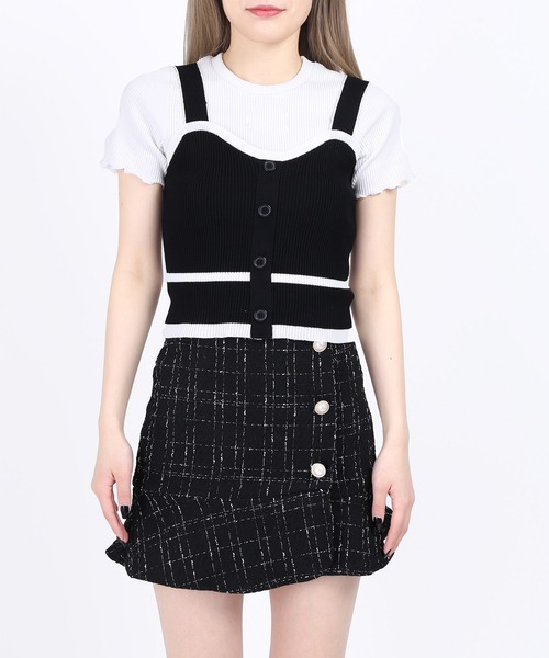 WC(ダブル シー)の「配色ニットビスチェ(ニット/セーター・レディース・ホワイト/ブラック/サックスブルー・FREE)」の9枚目の写真