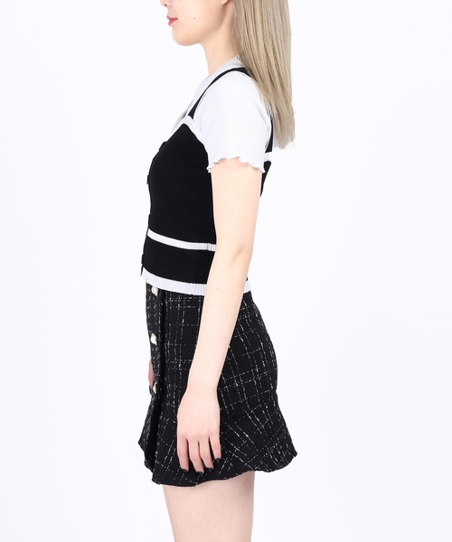 WC(ダブル シー)の「配色ニットビスチェ(ニット/セーター・レディース・ホワイト/ブラック/サックスブルー・FREE)」の7枚目の写真