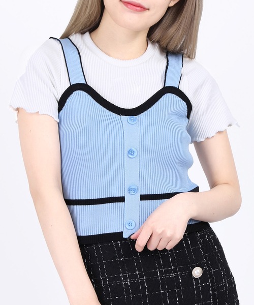 WC(ダブル シー)の「配色ニットビスチェ(ニット/セーター・レディース・ホワイト/ブラック/サックスブルー・FREE)」の4枚目の写真