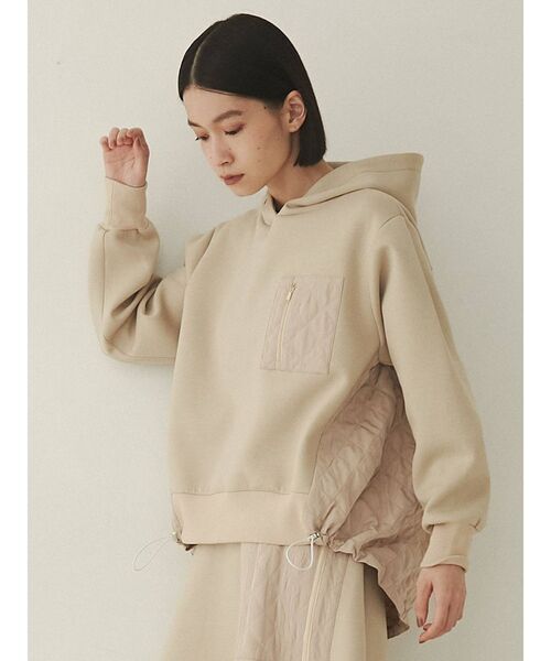 COTORICA（コトリカ）の「キルティング切替パーカー【セットアップ対応】（パーカー・レディース・ブラック/オフホワイト/カーキ/ベージュ/ネイビー・SMALL/MEDIUM）」の7枚目の写真