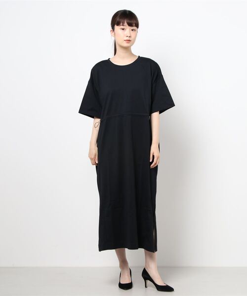 Editt by YECCA VECCA(エディットバイイェッカヴェッカ)の「・AERO ICE? 5分袖カットワンピース*(ワンピース・レディース・ネイビー/ブラウン/ブルー・FREE)」の3枚目の写真