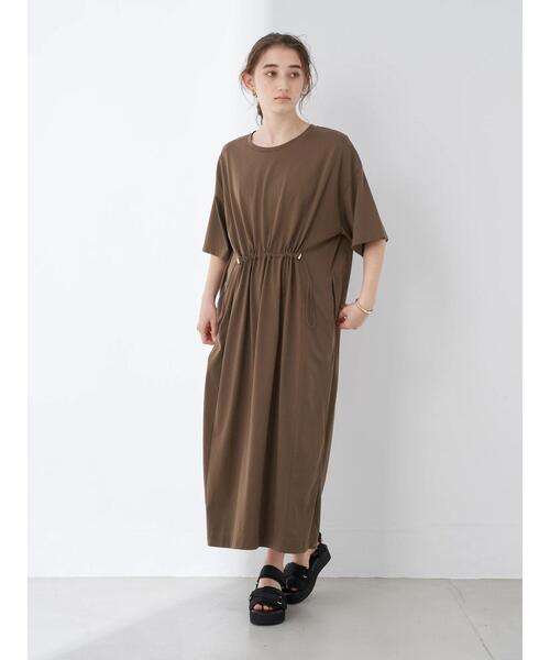 Editt by YECCA VECCA(エディットバイイェッカヴェッカ)の「・AERO ICE? 5分袖カットワンピース*(ワンピース・レディース・ネイビー/ブラウン/ブルー・FREE)」の8枚目の写真