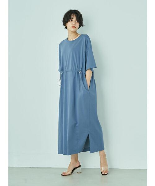 Editt by YECCA VECCA(エディットバイイェッカヴェッカ)の「・AERO ICE? 5分袖カットワンピース*(ワンピース・レディース・ネイビー/ブラウン/ブルー・FREE)」の16枚目の写真