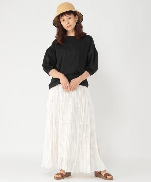 studio CLIP（スタディオクリップ）の「袖布帛プルオーバー（Tシャツ/カットソー・レディース・ベージュ/ブラック/ホワイト・MEDIUM/LARGE）」の5枚目の写真