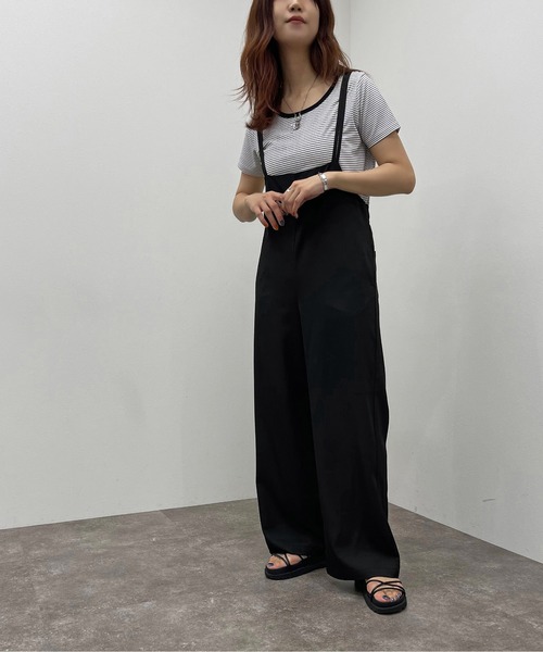 apres jour mignon（アプレジュールミニョン）の「ハイウエストキャミサロペ 【ZOZOTOWN限定アイテム】（サロペット/オーバーオール・レディース・ブラック/ブルー系その他・SMALL/X-LARGE/MEDIUM）」の4枚目の写真