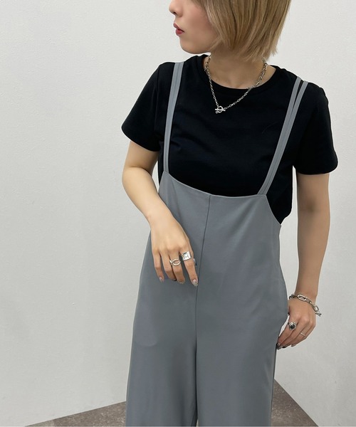 apres jour mignon（アプレジュールミニョン）の「ハイウエストキャミサロペ 【ZOZOTOWN限定アイテム】（サロペット/オーバーオール・レディース・ブラック/ブルー系その他・SMALL/X-LARGE/MEDIUM）」の7枚目の写真