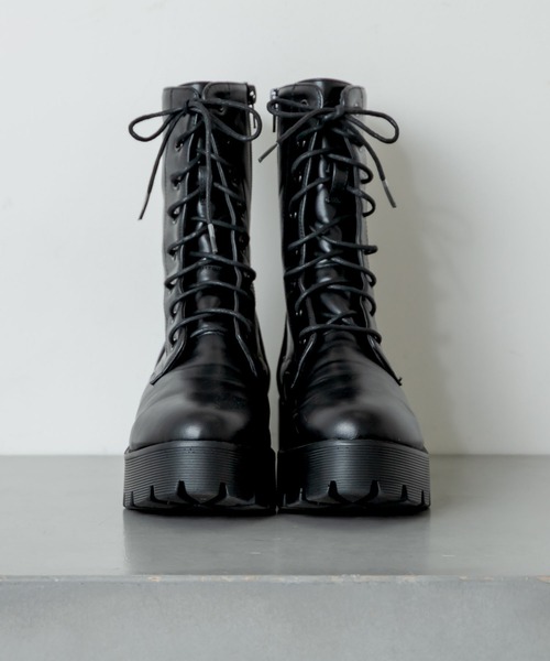 RASVOA（ラスボア）の「バルキーレースアップブーツ（ブーツ・レディース・ブラック・M/L）」の18枚目の写真