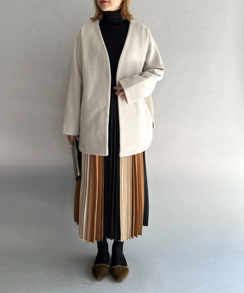 PICCIN（ピッチン）の「バックキルティング切替コート（その他アウター・レディース・アイボリー/モカ・M/L）」の7枚目の写真