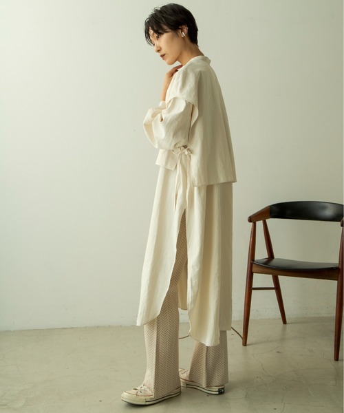 ANGIE（アンジー）の「レイヤードシャツワンピース（シャツワンピース・レディース・ベージュ/アイボリー/スミクロ・FREE）」の7枚目の写真