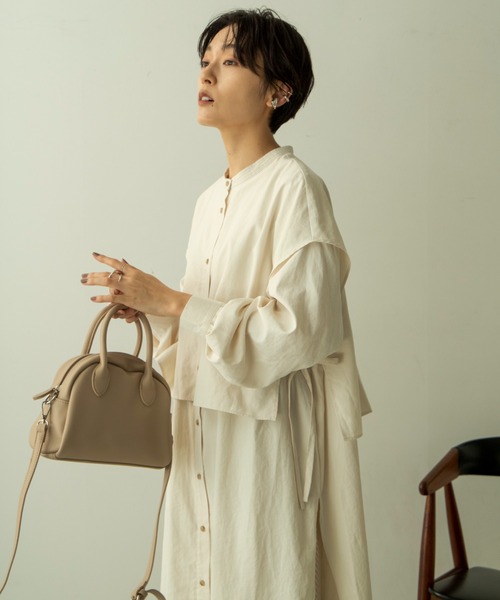 ANGIE（アンジー）の「レイヤードシャツワンピース（シャツワンピース・レディース・ベージュ/アイボリー/スミクロ・FREE）」の12枚目の写真