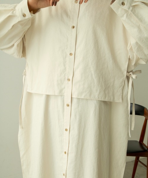 ANGIE（アンジー）の「レイヤードシャツワンピース（シャツワンピース・レディース・ベージュ/アイボリー/スミクロ・FREE）」の8枚目の写真