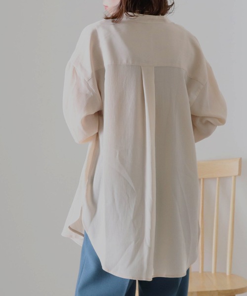 Cheek（チーク）の「楊柳バンドカラーシャツ（シャツ/ブラウス・レディース・ブラウン/グリーン/アイボリー・MEDIUM）」の9枚目の写真