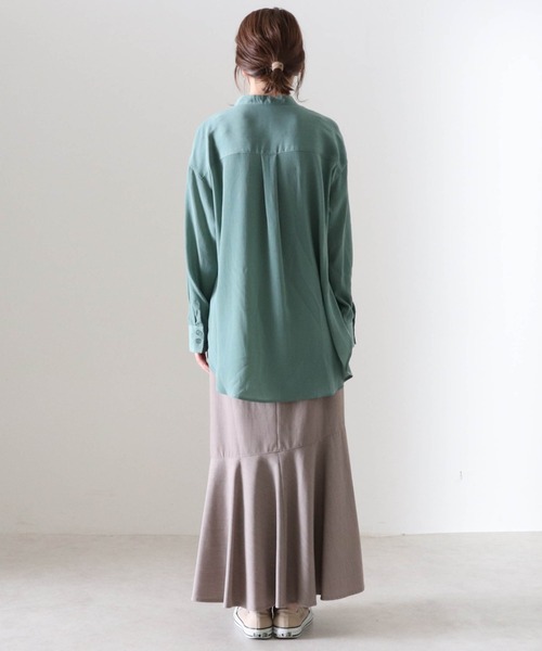 Cheek（チーク）の「楊柳バンドカラーシャツ（シャツ/ブラウス・レディース・ブラウン/グリーン/アイボリー・MEDIUM）」の13枚目の写真