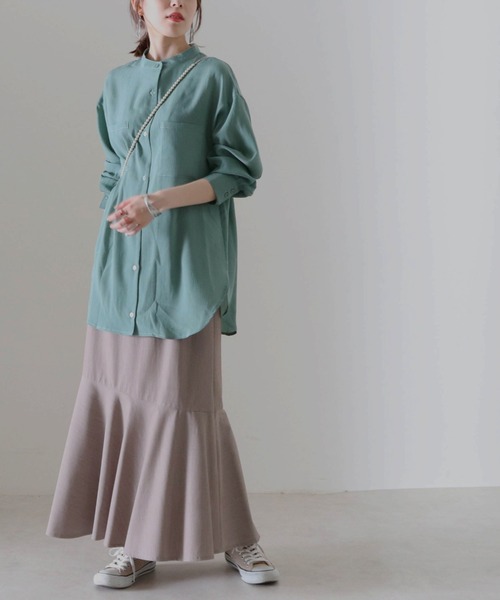 Cheek（チーク）の「楊柳バンドカラーシャツ（シャツ/ブラウス・レディース・ブラウン/グリーン/アイボリー・MEDIUM）」の18枚目の写真