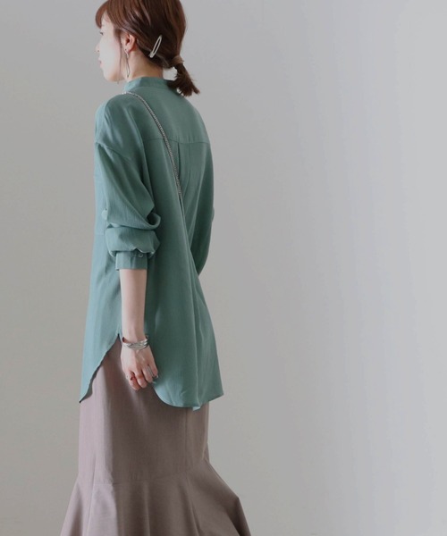 Cheek（チーク）の「楊柳バンドカラーシャツ（シャツ/ブラウス・レディース・ブラウン/グリーン/アイボリー・MEDIUM）」の10枚目の写真