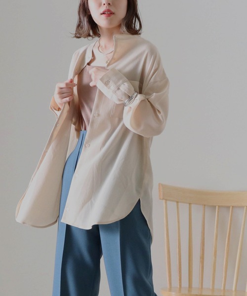 Cheek（チーク）の「楊柳バンドカラーシャツ（シャツ/ブラウス・レディース・ブラウン/グリーン/アイボリー・MEDIUM）」の16枚目の写真