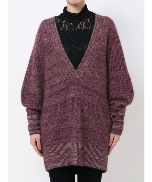 LAGUNAMOON(ラグナムーン)の「オーバーVネックニットプルオーバー(ニット/セーター・レディース・ブルー/アイボリー/ボルドー・FREE)」の4枚目の写真