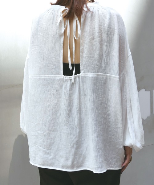 CORNERS（コーナーズ）の「綿タッチ楊柳バックオープンブラウス（シャツ/ブラウス・レディース・ホワイト/ブラック/ピンク/グリーン系その他・M）」の14枚目の写真