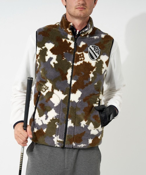 Fila Golf フィラゴルフ ベスト 保温 蓄熱 を購入できます Karlas ロゴ刺繍 迷彩柄 ストレッチ ベスト 保温 蓄熱 その他アウター ボアフリース Fila フィラ のファッション Fila ストレッチ 入荷済