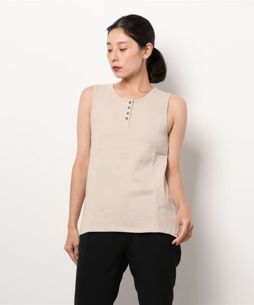 Samansa Mos2（サマンサ モスモス）の「ジャカード前後着ノースリーブ（Tシャツ/カットソー・レディース・ベージュ/レッド/ブルー/チャコール・ﾌﾘ-）」の3枚目の写真