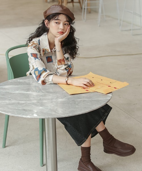 KOR（ケーオーアール）の「総柄　長袖シャツ（シャツ/ブラウス・レディース・ベージュ系その他・S/M/L/XL）」の13枚目の写真