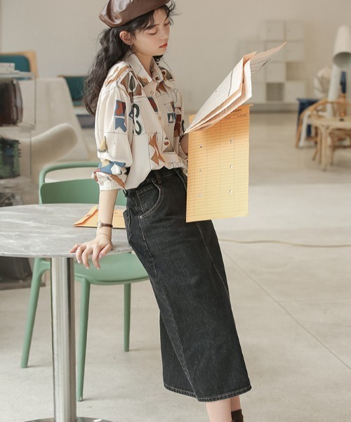 KOR（ケーオーアール）の「総柄　長袖シャツ（シャツ/ブラウス・レディース・ベージュ系その他・S/M/L/XL）」の11枚目の写真
