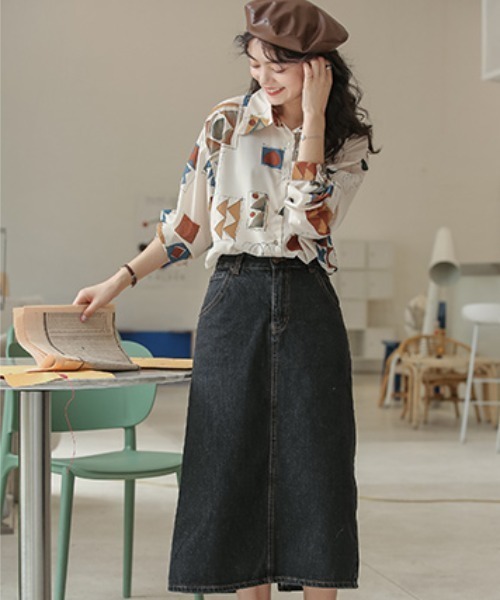 KOR（ケーオーアール）の「総柄　長袖シャツ（シャツ/ブラウス・レディース・ベージュ系その他・S/M/L/XL）」の18枚目の写真