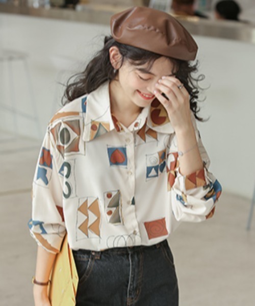 KOR（ケーオーアール）の「総柄　長袖シャツ（シャツ/ブラウス・レディース・ベージュ系その他・S/M/L/XL）」の15枚目の写真